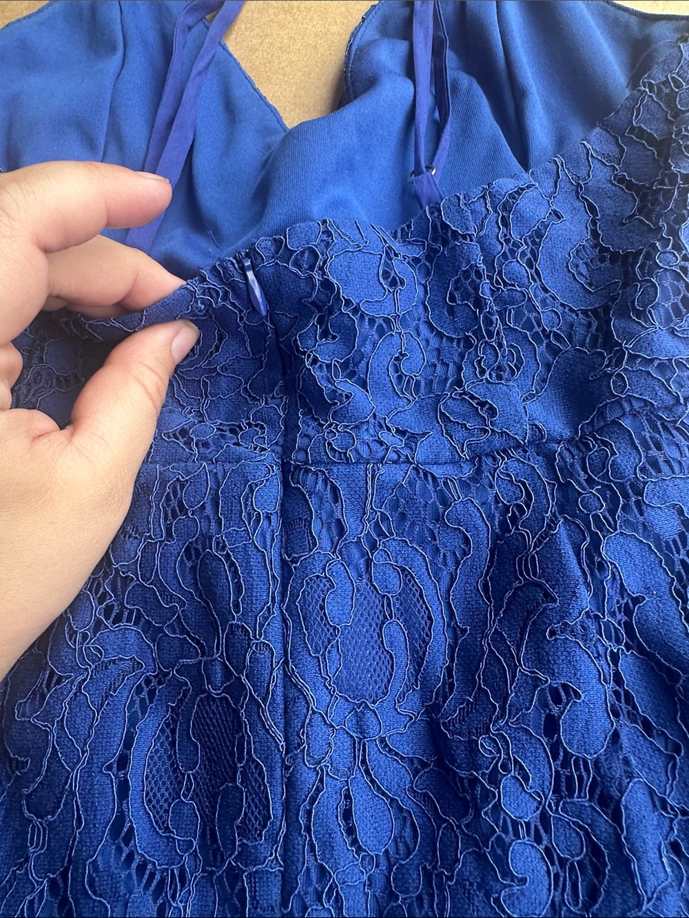 Lulu's Royal Blue Lace Spaghetti-Strap Mini Dress - Picture 5 of 6